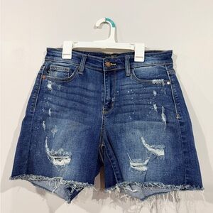 Judy Blue Dark Blue Distressed Jean Shorts
